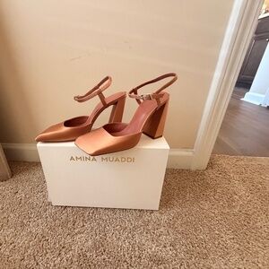 Amina Muaddi Charlotte Satin Pumps